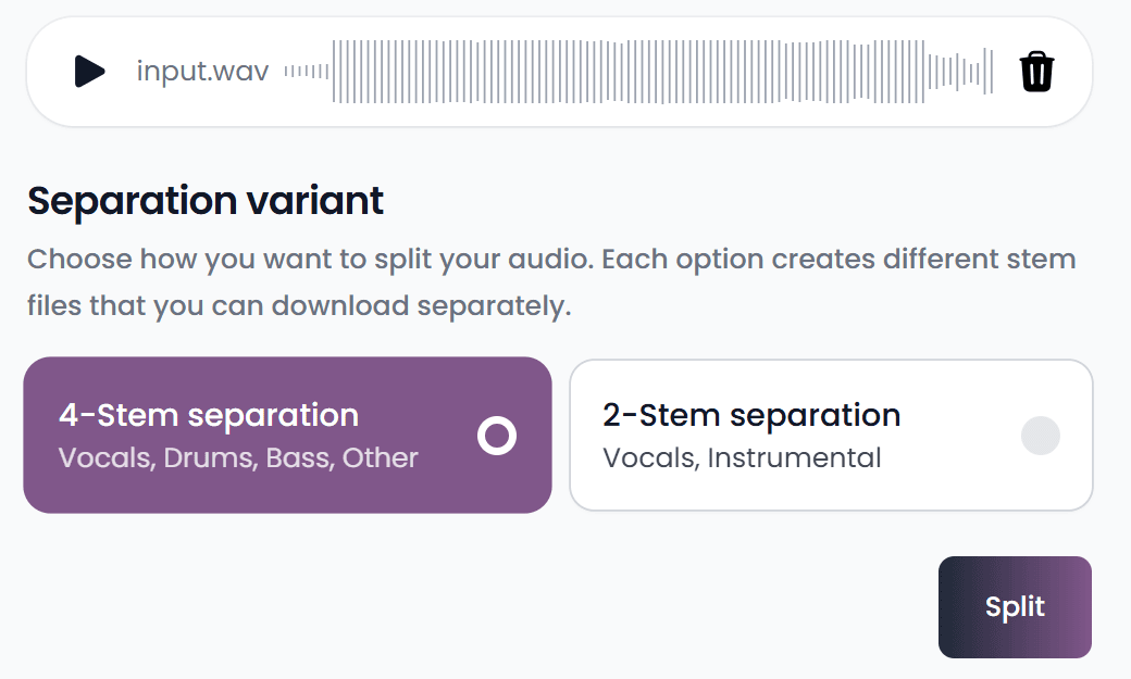 Choose your stem splitting option