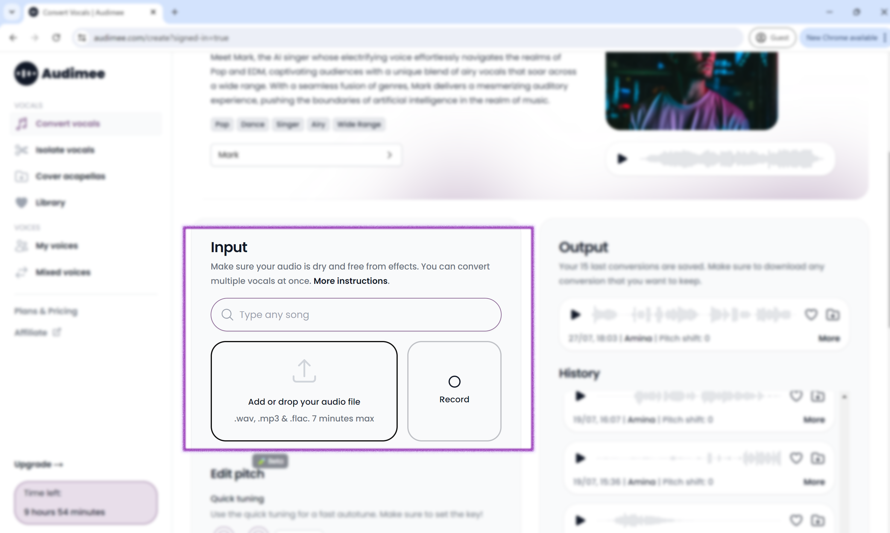 Import or record your vocal recording